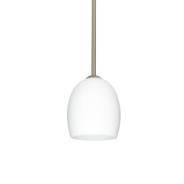 Besa Lighting Lucia Stem Pendant, Opal Matte, Satin Nickel Finish, 1x9W LED 1TT-169707-LED-SN - main